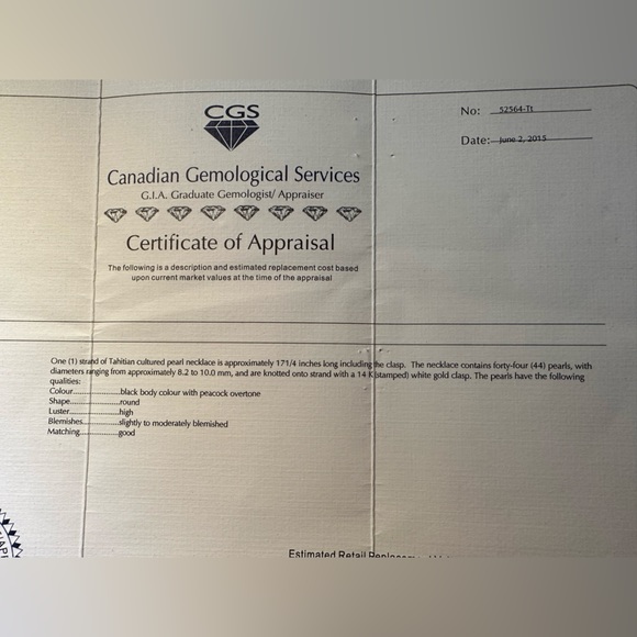 Tahitian cultured Pearl necklace with certificate of Authenticity - Picture 14 of 16